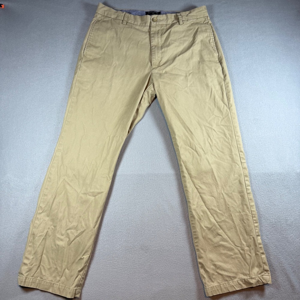Banana Republic Mens Gavin Chino Pants 34x30 Khaki Tan 100% Cotton Straight Leg